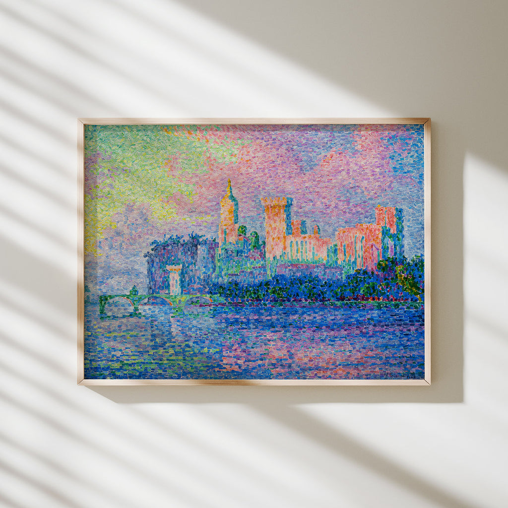 lámina Aviñón. Atardecer, o el Palacio de los Papas signac