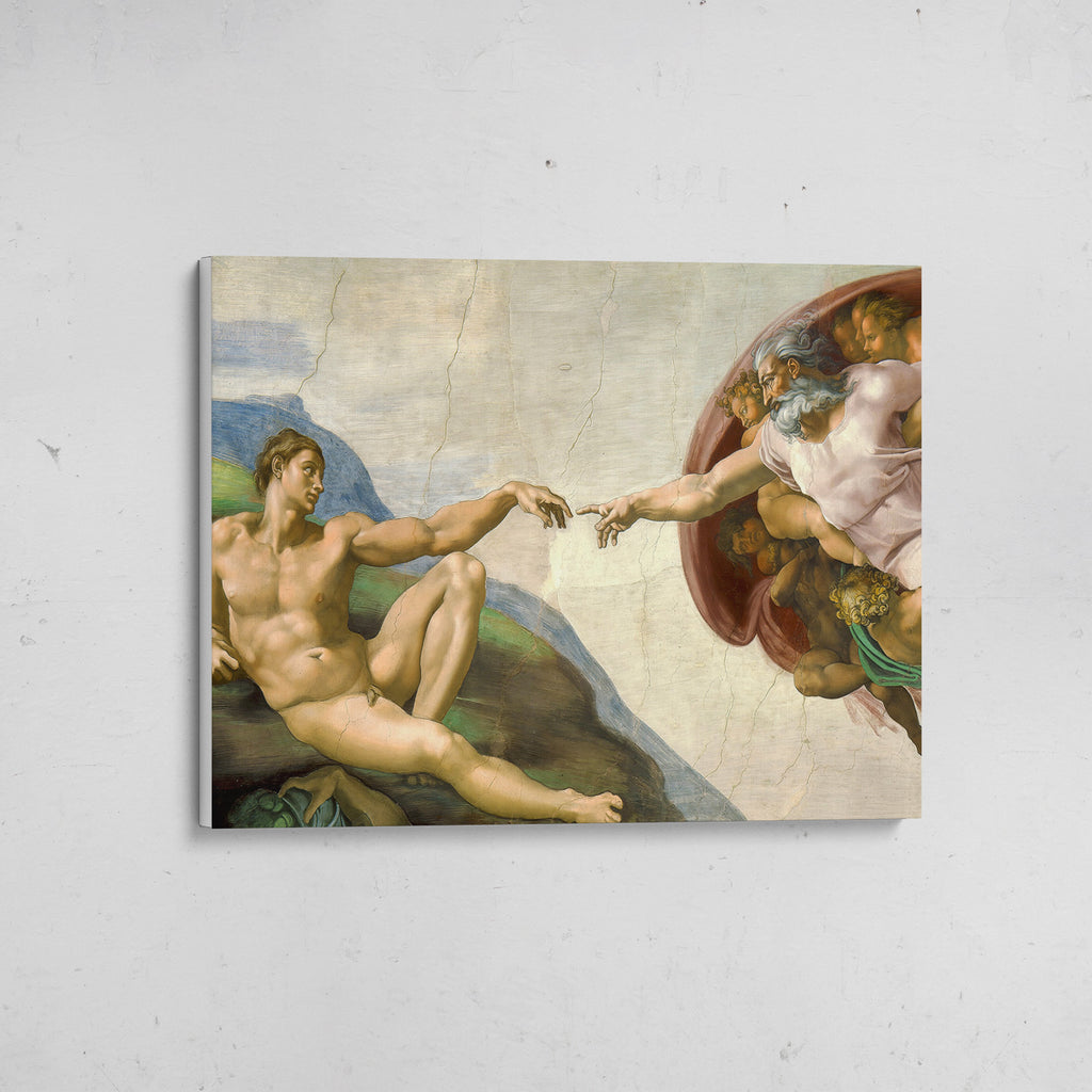 creación de adán miguel ángel canvas