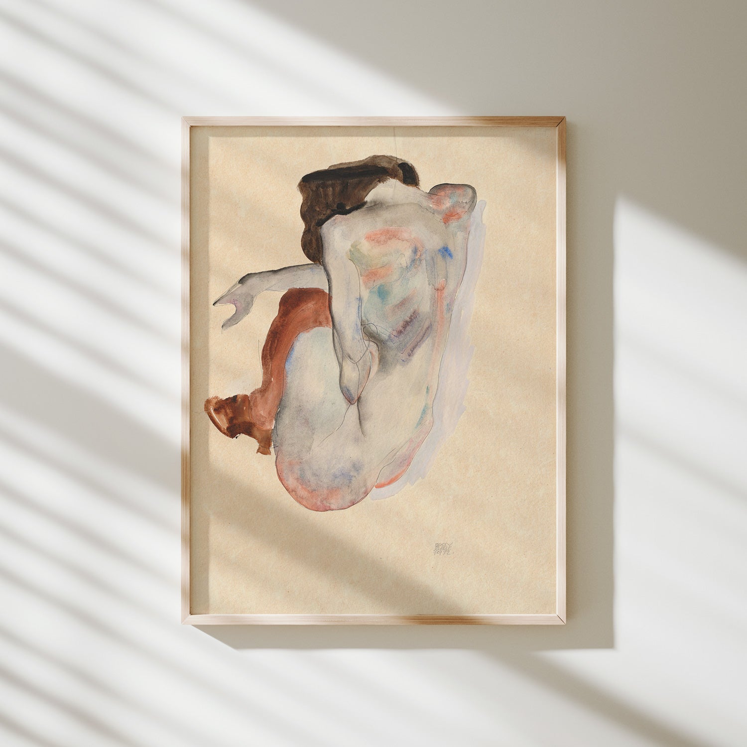 desnudo con zapatos, de espaldas schiele