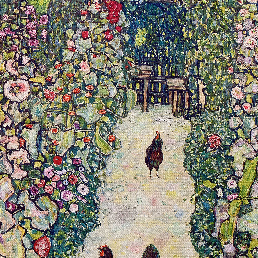 Jardín con gallinas