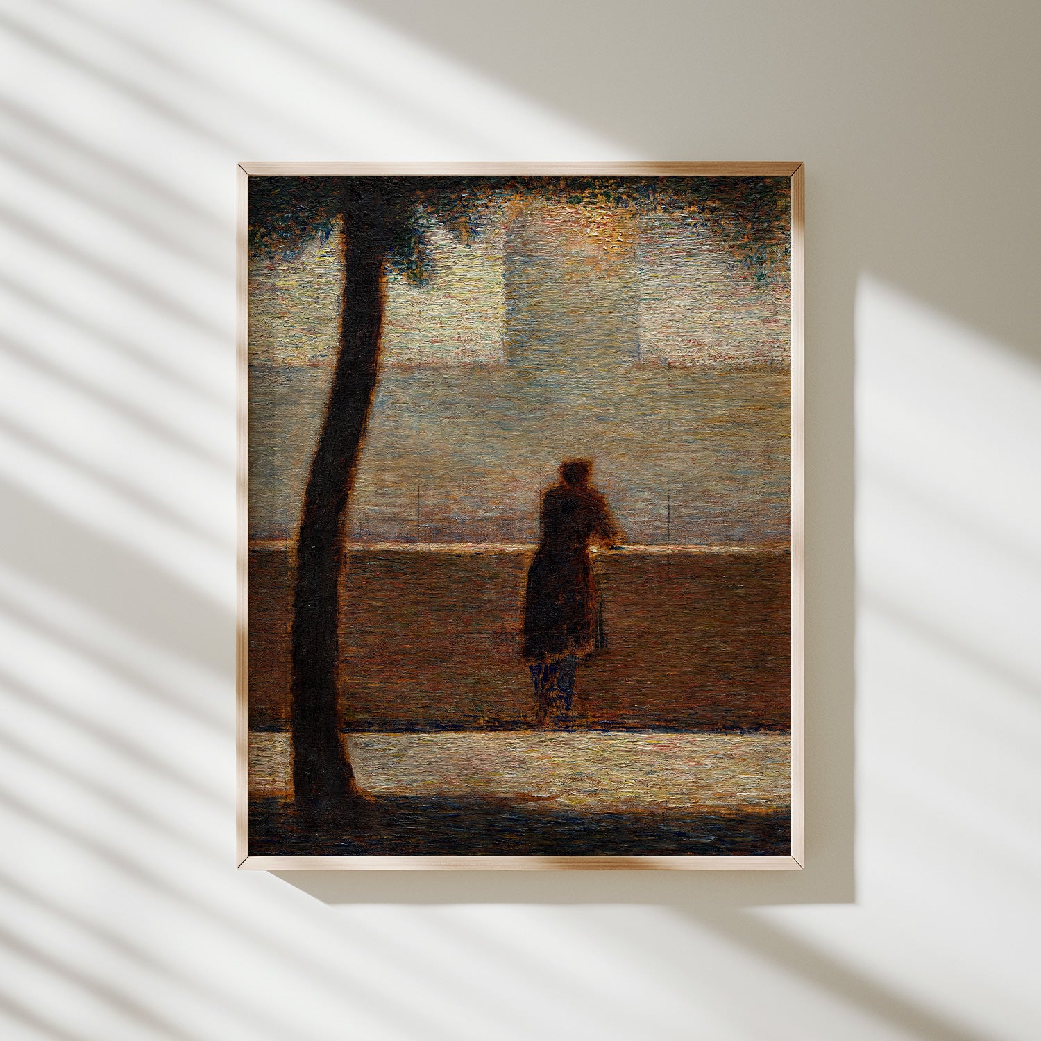 hombre apoyado en un parapeto seurat