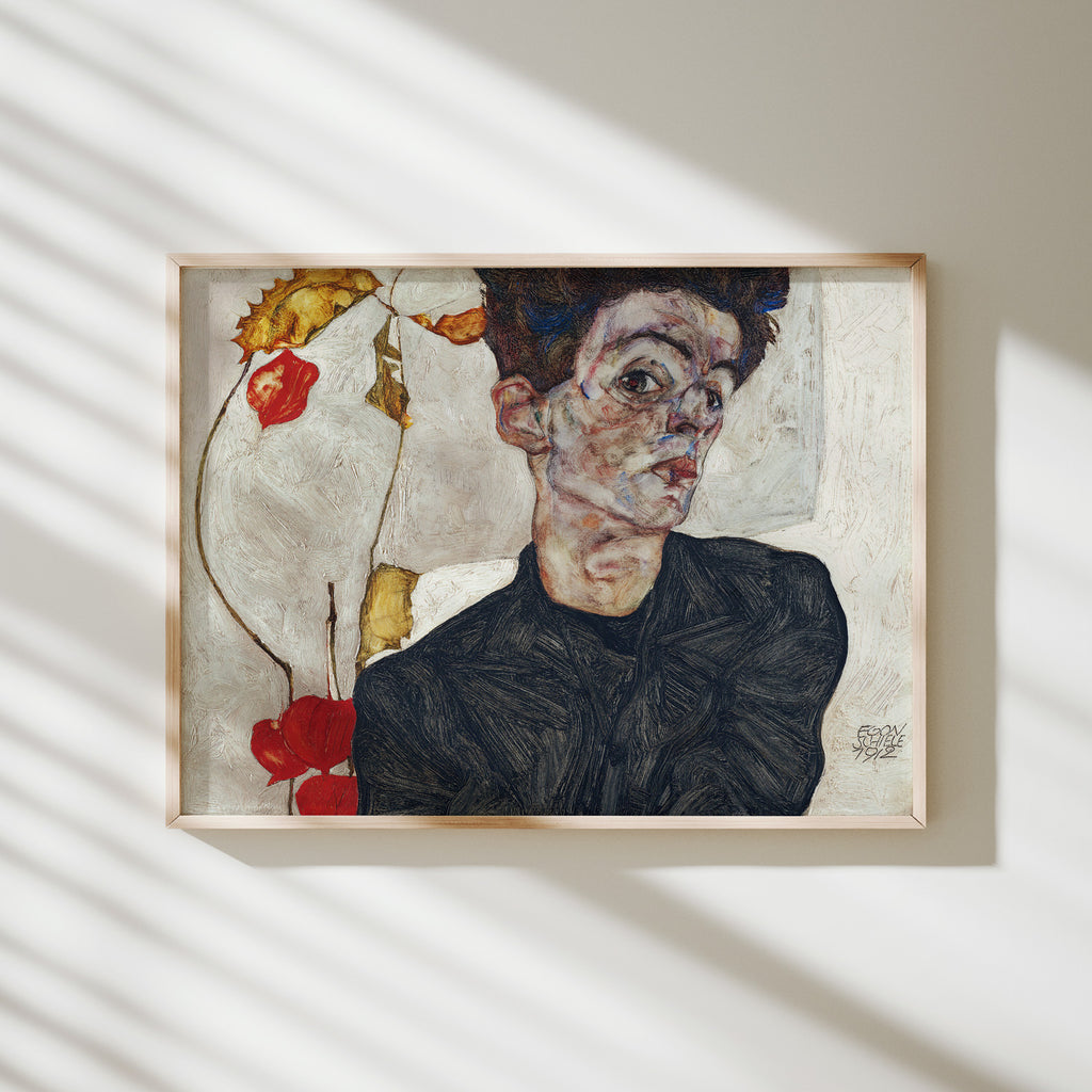 lámina autorretrato con physalis egon schiele