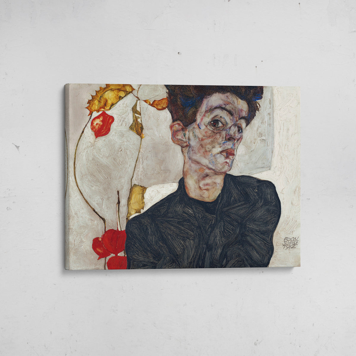 canvas autorretrato con physalis egon schiele