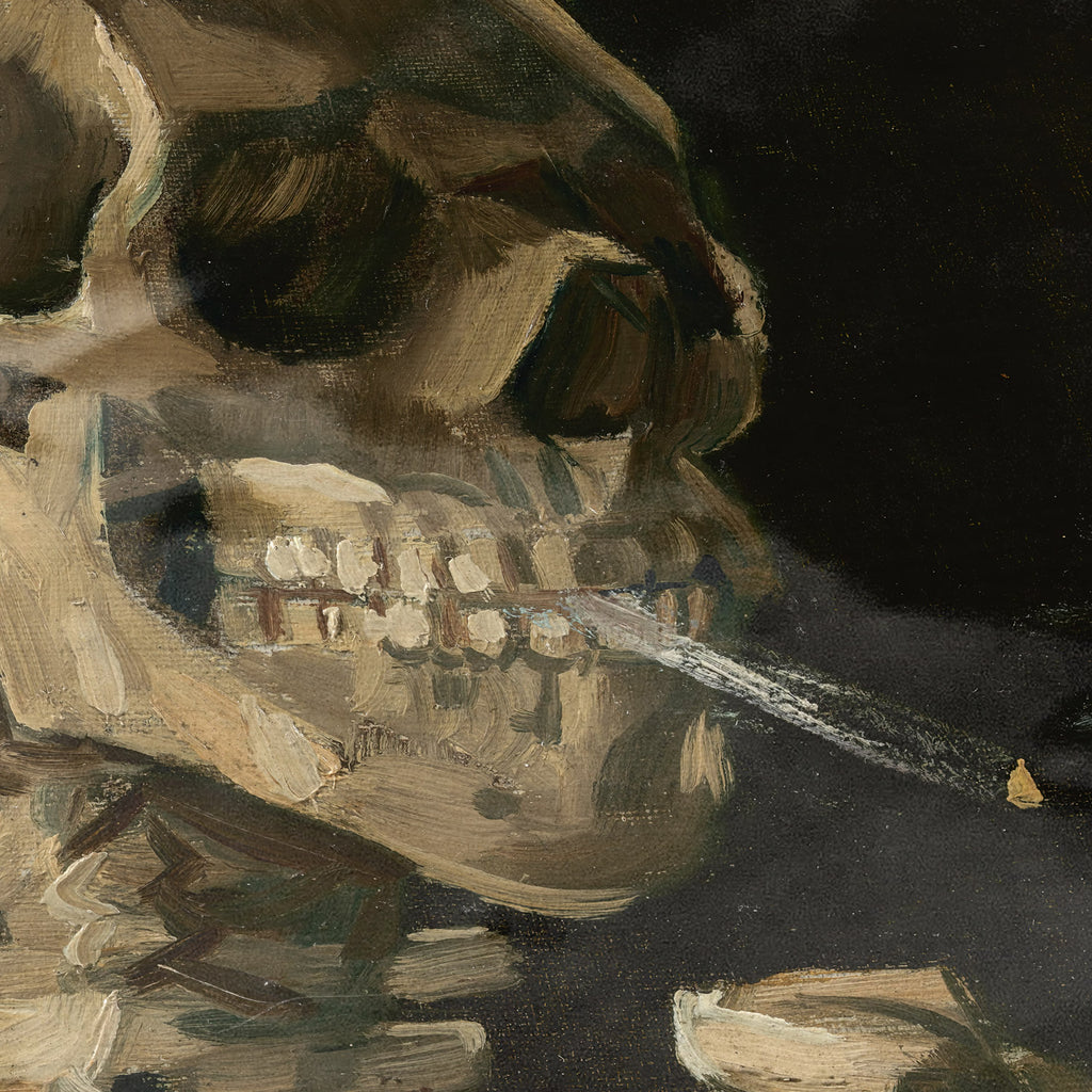 Calavera con cigarrillo encendido