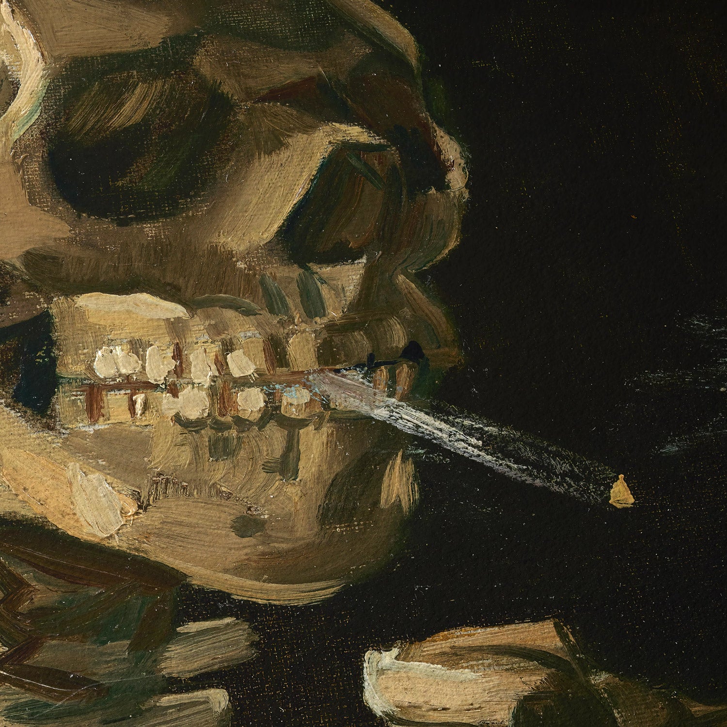 Calavera con cigarrillo encendido